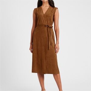 Banana Republic Brown Vegan Suede Wrap Dress Size 10 Midi